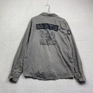 Y2K Roadster Manchester GD Button Up Shirt Distressed Men XL Grunge Goth AOP